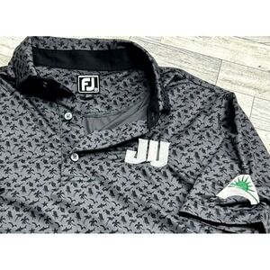 FootJoy Athletic Fit‎ Lisle Beach Print AOP Golf Polo Shirt Mens MEDIUM Patches